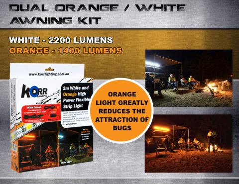 Orange / White Dual LED Awning Kit - 200cm